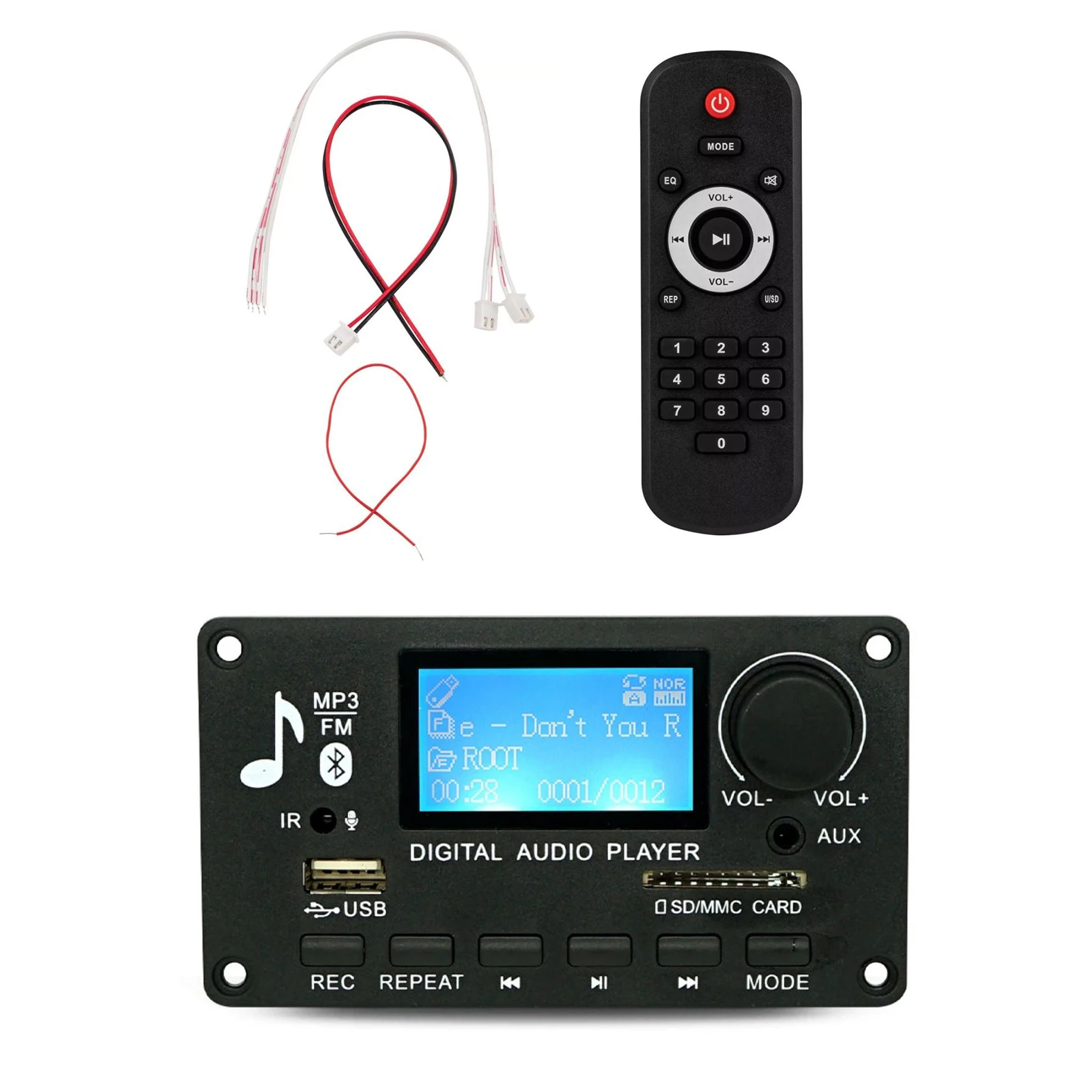 Bluetooth 5.0 MP3 Audio Decoder Board 2*40W Amplifier Module MP3/WMA/WAV/FLAC/APE FM Radio with Digital Color Screen Amplifier