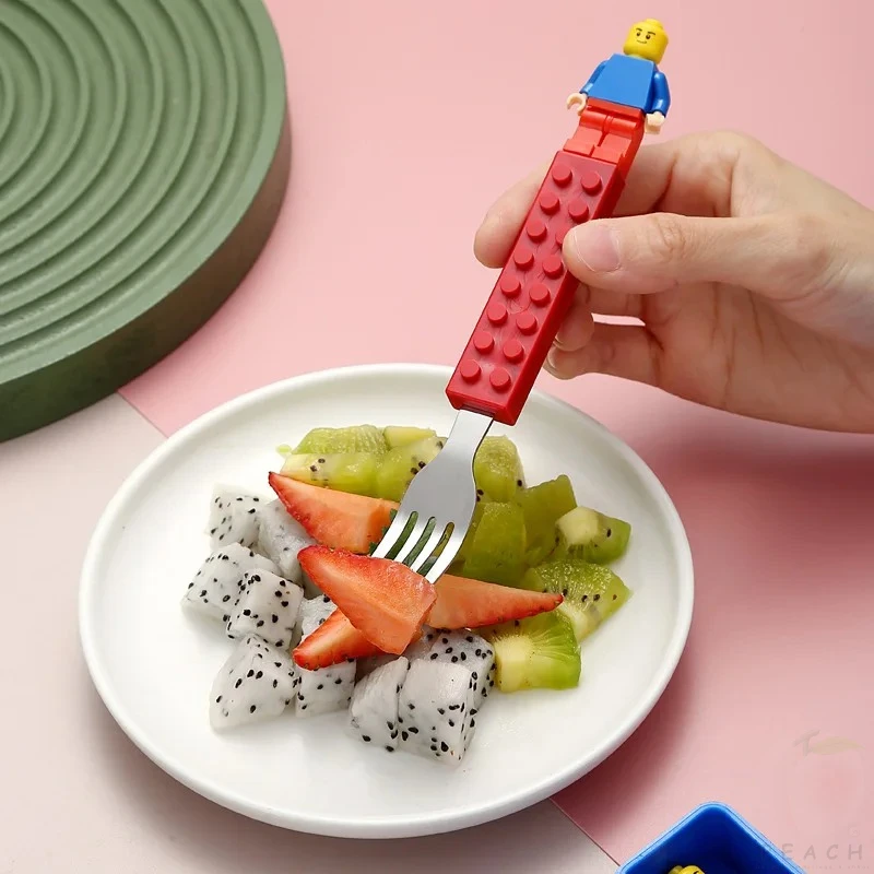 Stainless Steel Cutlery Set Portable Creative Building Blocks Children's Assembled Fork And Spoon