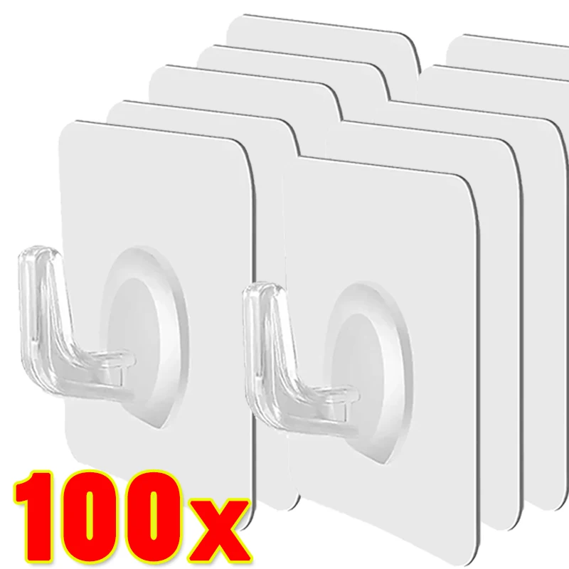 Description Picture 3 of item100-1Pcs Self Adhesive Wall Hooks Transparent Wall Mounted Heavy Duty Door Hanging Hook Home Kitchen Bathroom Organizer Holder