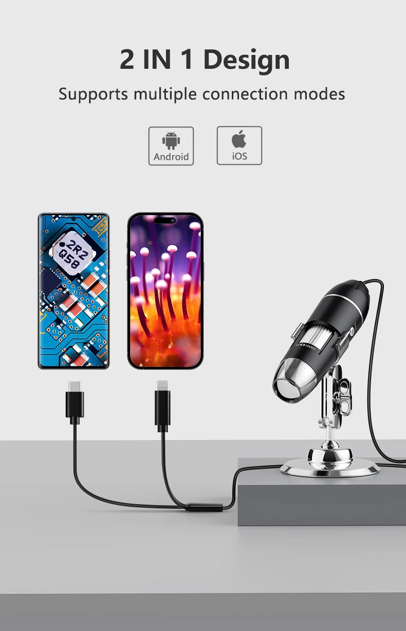 Description Picture 3 of itemHayve USB Microscope 1600X Zoom 1920P HD Electronic Digital Microscopes for Soldering with 8 LEDs Compatible with iOS & Android