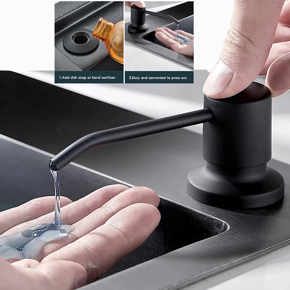 Stainless Steel Built-in Kitchen Sink Soap Dispenser, 500ml Capacity