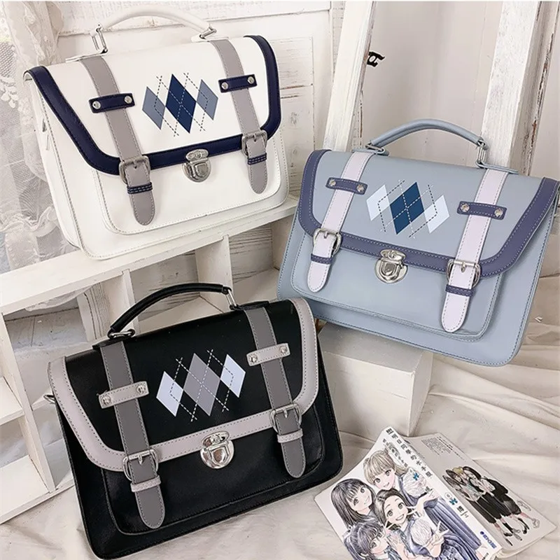 Japanese Harajuku White Lolita Sweet Shoulder Bag School Bag JK Uniform Handbag 