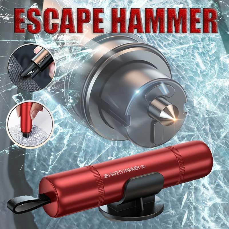 2 In 1 Car Safety Hammer Emergency Glass Breaker Cut The Seat Belt High Hardness Tungsten Steel Rescue Tool Auto Accessories 2 in 1 car safety hammer portable emergency escape glass rescue multifunctional vehicle universal practical safety hammer