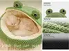 Pet Bed for Small Dogs Cats, Winter Warm Plush Round Puppy Bed Green Cartoon Frog Design Dog Nest Cat Basket 5