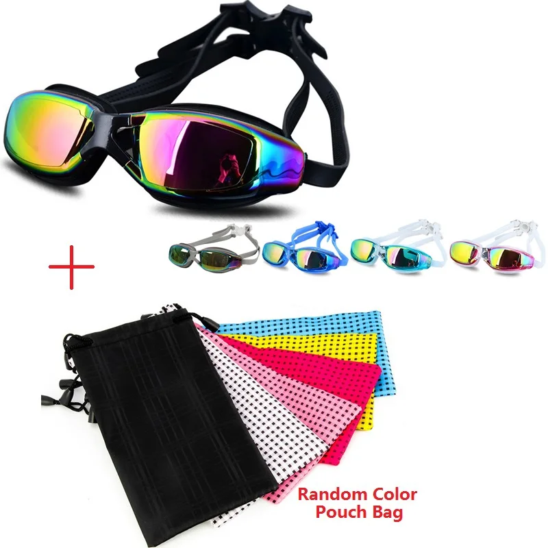 Swimming Goggles Eyewear Adults Professional Plating HD Swim Pool Waterproof Anti Fog UV Water Glasses With Pouch Bag Men Women