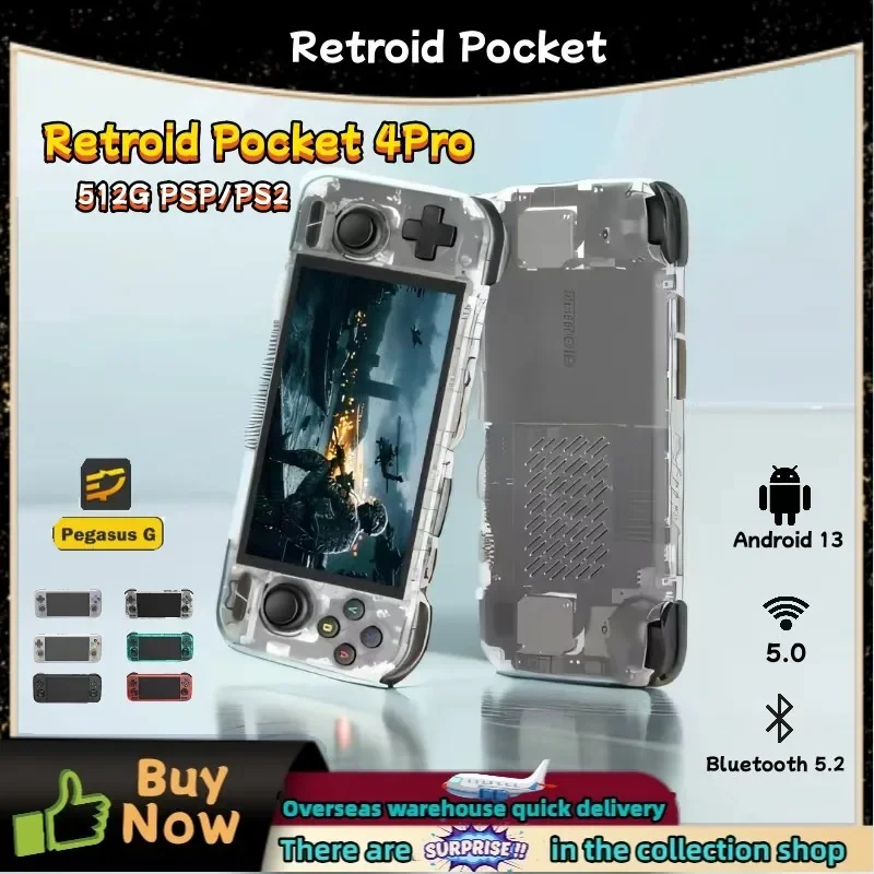 

Retroid Pocket 4 Pro Video Handheld Game Console 4.7 Inch Touch Screen 8G+128G Android 13 WiFi 6.0 Bluetooth 5000mAh PSP PS2