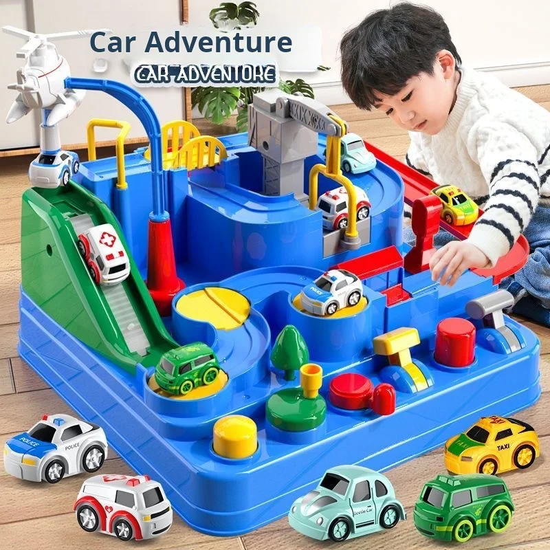 Modèle de voiture sur Rail de course, jouets éducatifs pour enfants, jeu d'aventure sur piste, cerveau mécanique, Train interactif, animaux, jouet fusée spatiale