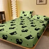 1 Cartoon Cute animal cat printed matte Fitted Sheet, bedroom printed bed cover, bedding (excluding pillowcases) 1