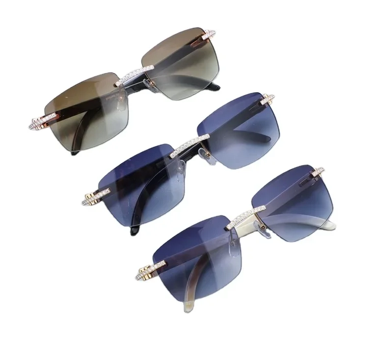 

Pass Tester Luxury Glasses Stainless Steel Handmade Setting VVS Moissanite Diamond Iced Out For Women Shades Sunglasses Men