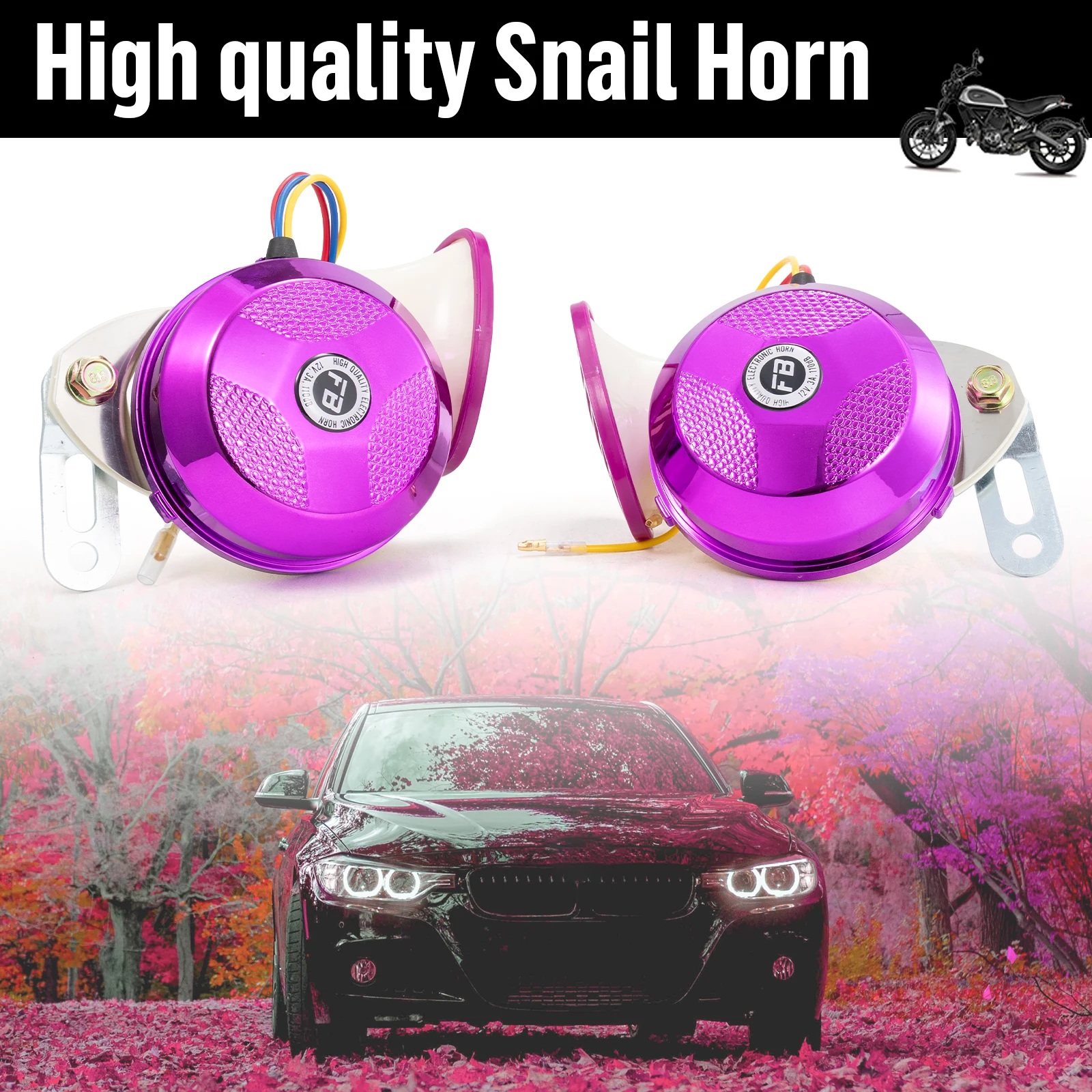 FARBIN 트럭 오토바이 자동차 액세서리용 방수 경적, 120db 달팽이 에어혼, 12V, 매우 큰 6 톤, 2 개/키트