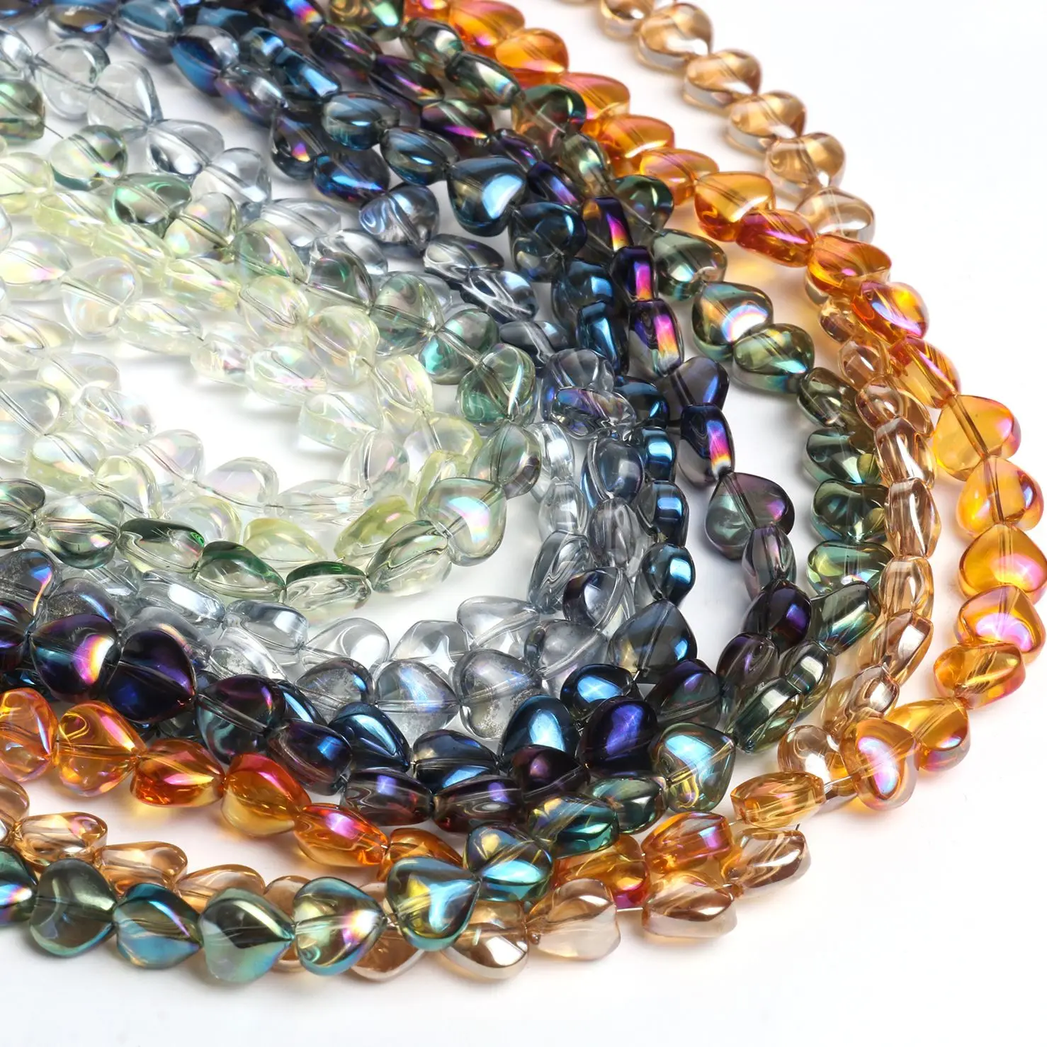 

8x5mm AB Colorful Love Heart Shape Glass Crystal Beads DIY Jewelry Bracelets Necklace Loose Beads For Jewelry Making Supplies