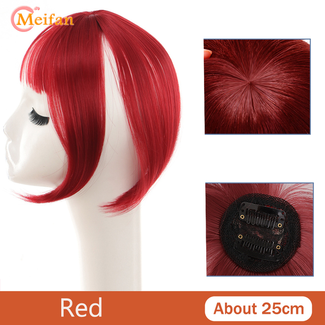 MEIFAN Synthetic Topper Hairpiece False Bang Clip-In Bangs Extension Natural Fake Fringe Invisible Clourse Hairpiece for Women - 101