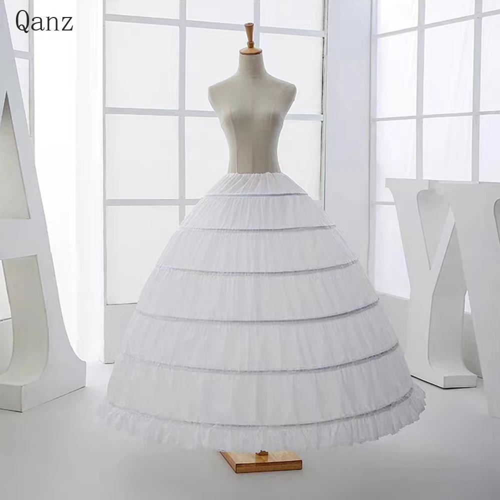 Qanz 6 Hoops Petticoats Bustle for Ball Gown Wedding Dresses Quinceanera Dresses Underskirt Bridal Accessories Bridal Crinolines