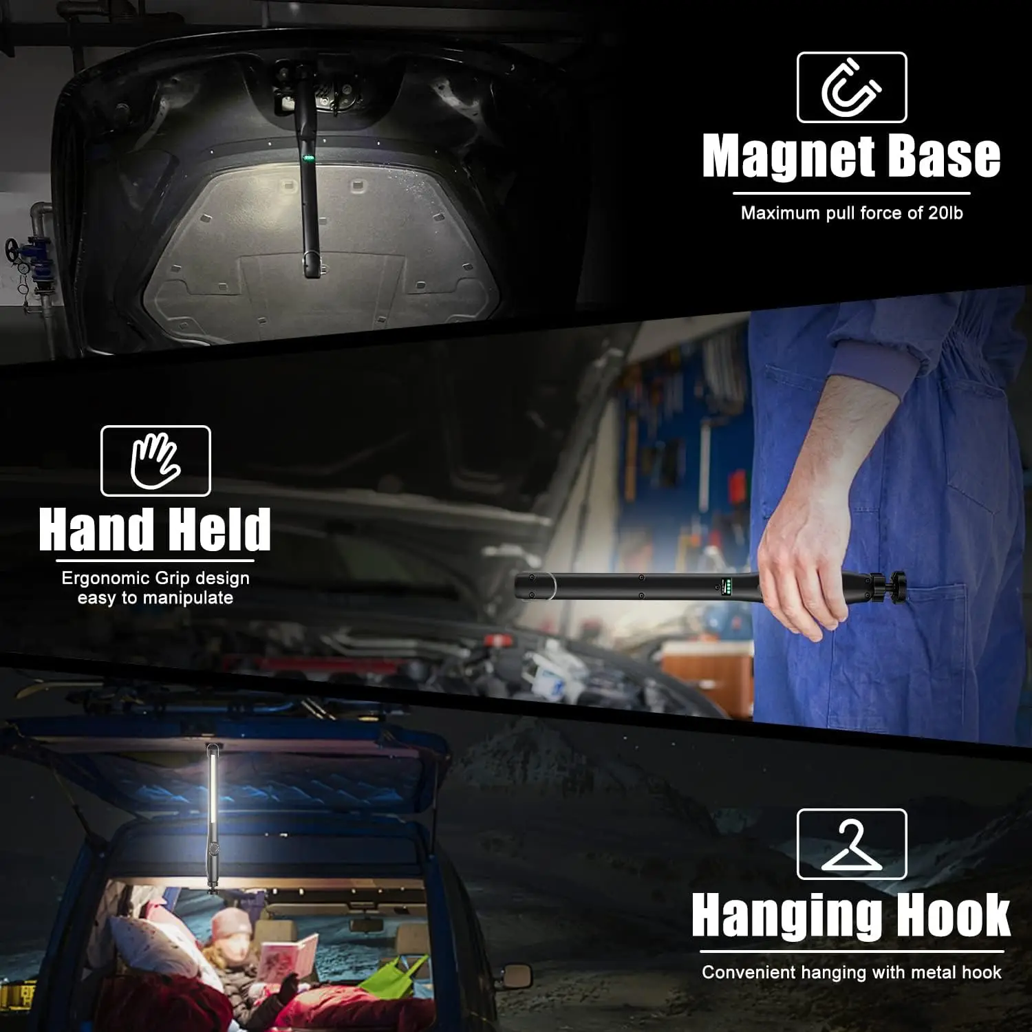 COB Portable LED Work Lights Cordless Magnetic LED Work Lamp Inspection Lights 1-6PCS for Car Repair Home Garage Emergency