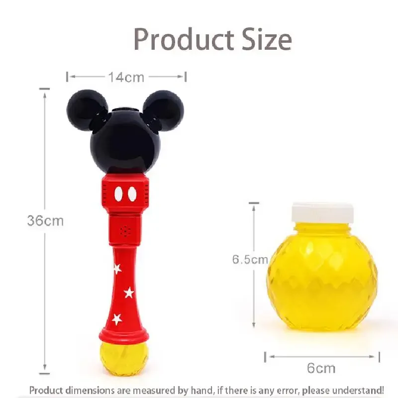 Disney  Cartoon Mickey Mouse Automatic Blowing Bubble Stick Lighting&music Waterproof Toy For Kids Girl toy Gifts 4