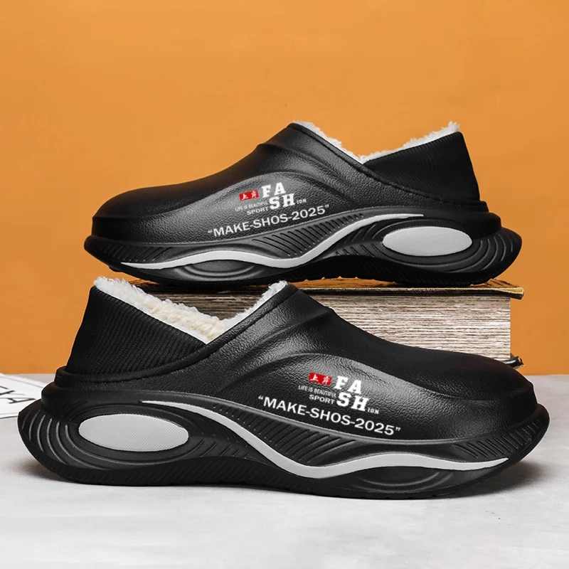 Men Winter Shoes Fashion Cotton Slippers Warm Home Cotton Shoes Outdoor Snow Boots Waterproof Garden Shoes Indoor Concise Shoes