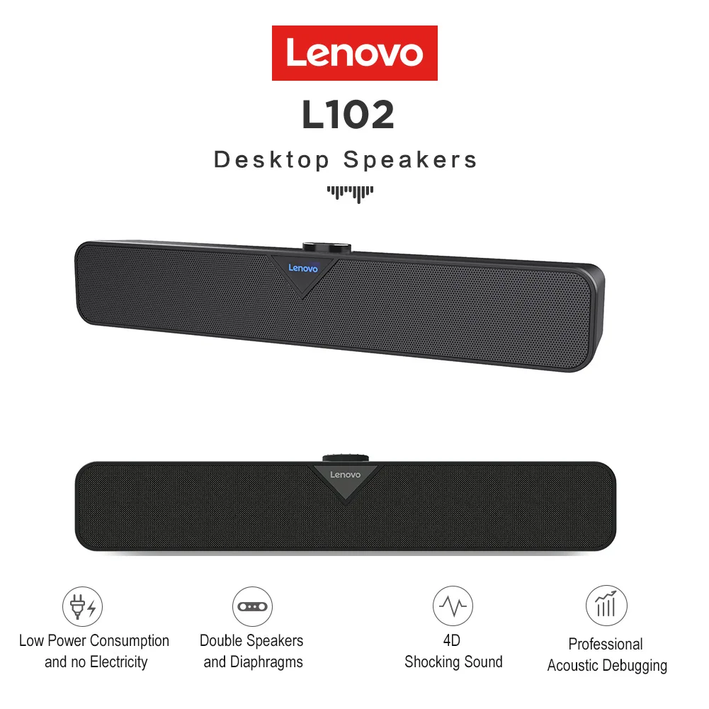 Original Lenovo Lecoo L102 TV Sound Bar 3.5mm Aux Desktop Stereo Speaker Wired Home Surround For PC Theater TV Music Loudspeaker computer loudspeaker soundbar speakers tv speakers speaker units