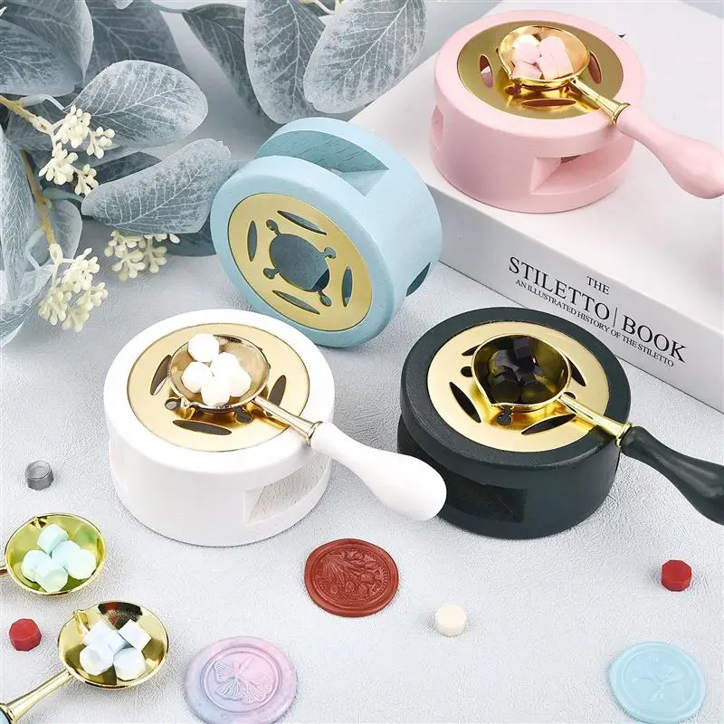 Wax Seal Stamp Set Lacquer Furnace Solid Wood Stove Fire Paint Seal Supplies Wax Spoon Sealing Wax Melting Pot Craft Supplies