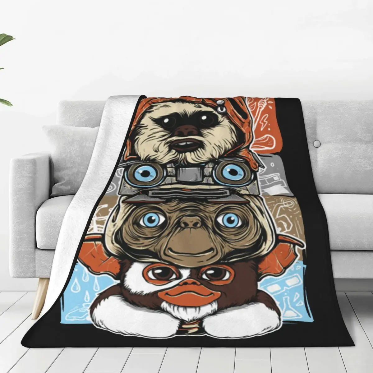 

80s Horror Christmas Blanket Coral Fleece Plush Gremlins Gizmo Monster Gremlin Throw Blanket for Sofa Bedroom Bedding Throws