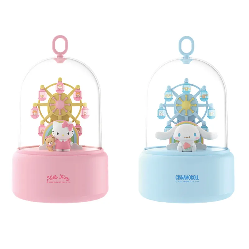 

Kawaii Sanrios Anime HelloKittys Cinnamoroll Music Box Rotating Ferris Wheel Music Box Night Light Cute Ornament Melody Gift