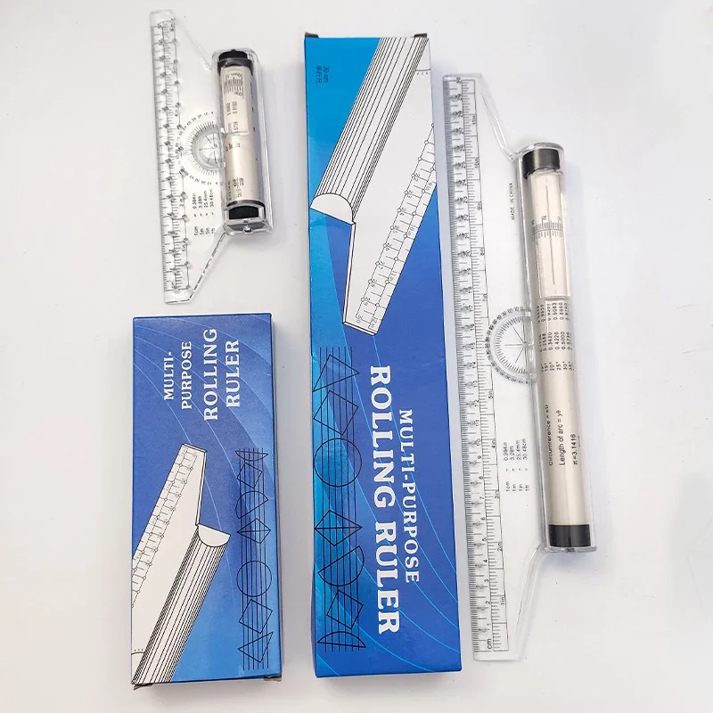 Drawing Ruler Zxiixz Angles Line 15cm 30cm Multi-Function Roll Draw Metric Rolling Clear Parallel