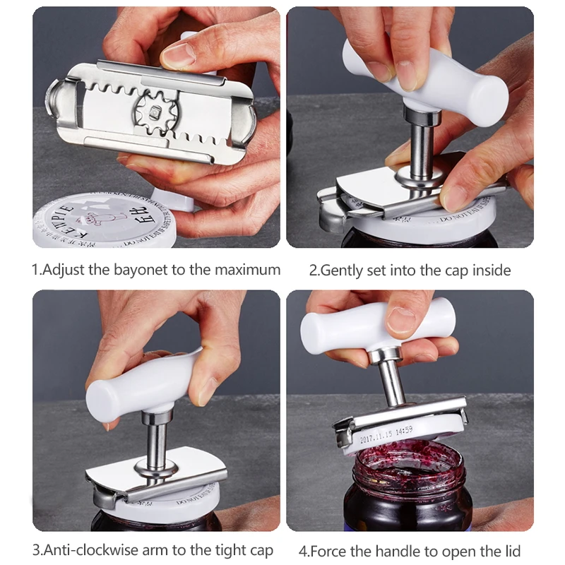 Effortless arthritis Jar Opener Adjustable Stainless Steel Lids off Bottle  Opener Kitchen Accessories Can Opener for 3-9.5CM - AliExpress