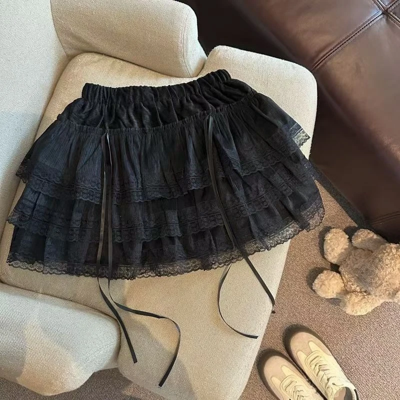 Y2K Cute Cake Skirt Women High Waist Mini Pleated A-Line Skirt Japanese Kawaii Vintage Female Sweet Vintage Party Streetwear 6