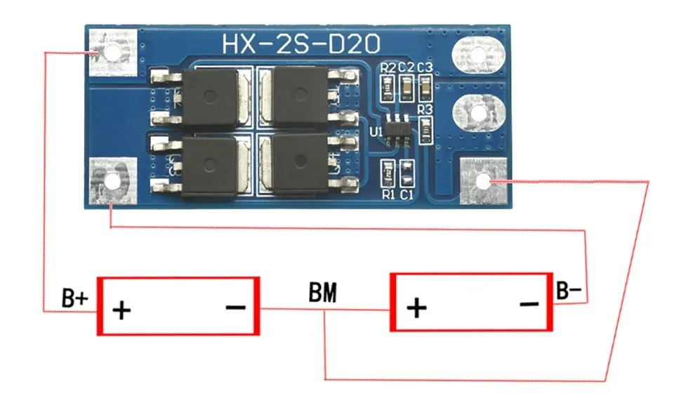 2S 7,4 V 18650 Lithium-Batterie-Schutzplatine 8,4 V Batterieschutz 13 A Betriebsstrom 20 A Überstromschutz – Detail 1