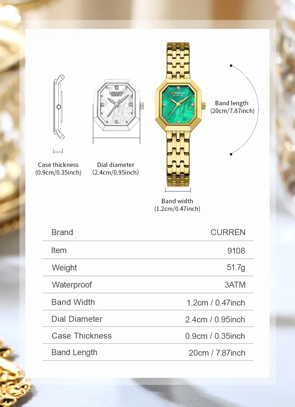 CURREN 9108 Luxury Women's Watch