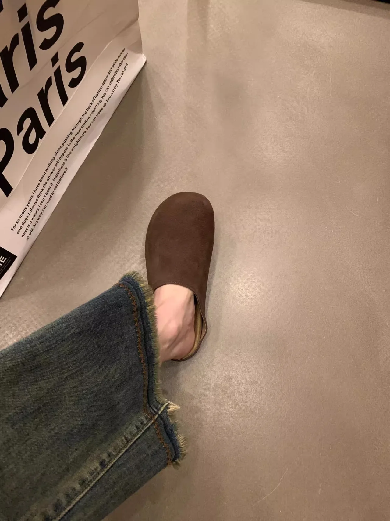 Comfortable Suede Mules For Women Flat Backless Slip On House Shoes_voghion.com