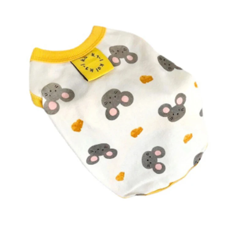 

Dog Clothes Sleeveless Cute Cartoon Print Dog Vest Home Dress Style Autumn Thin for Small Dog