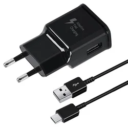 15W Fast Charging Power Adapter with 120CM USB Type - C Cable - Black EU With Cable