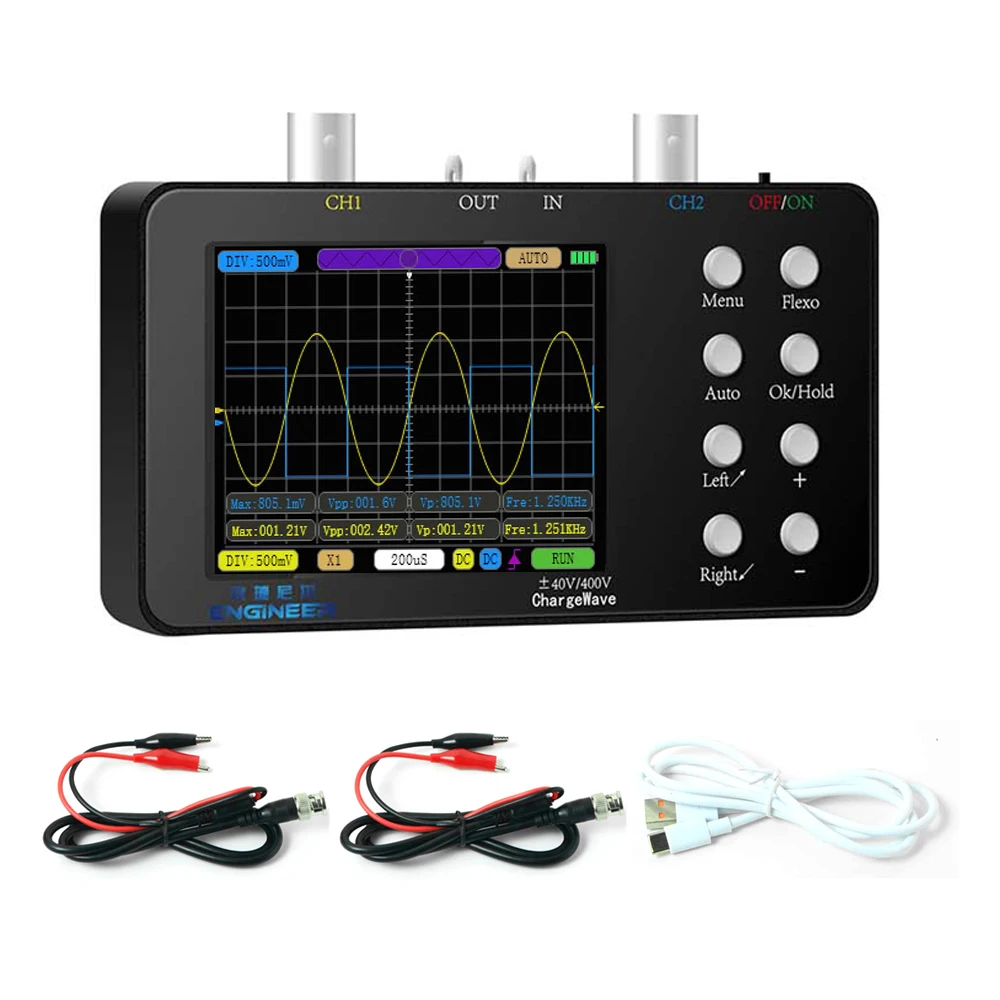 

Digital Oscilloscope Dual-channel 10M Analogue Bandwidth 50M Sampling Rate Lissajous Patterns 6A Current Waveform Oscilloscope
