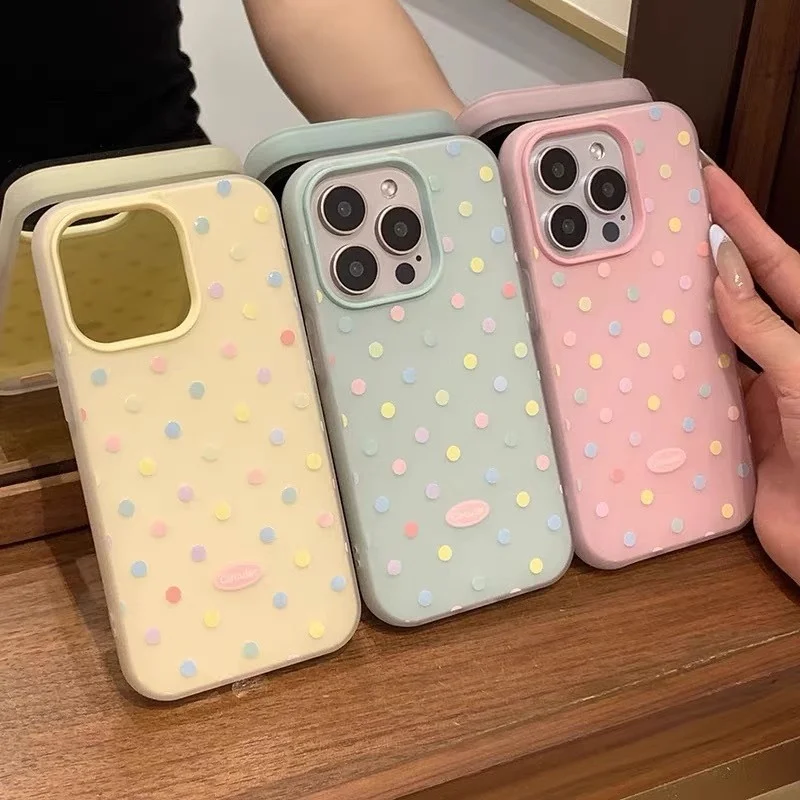 Y2K Cute Polka Dot Candy Color Phone Case