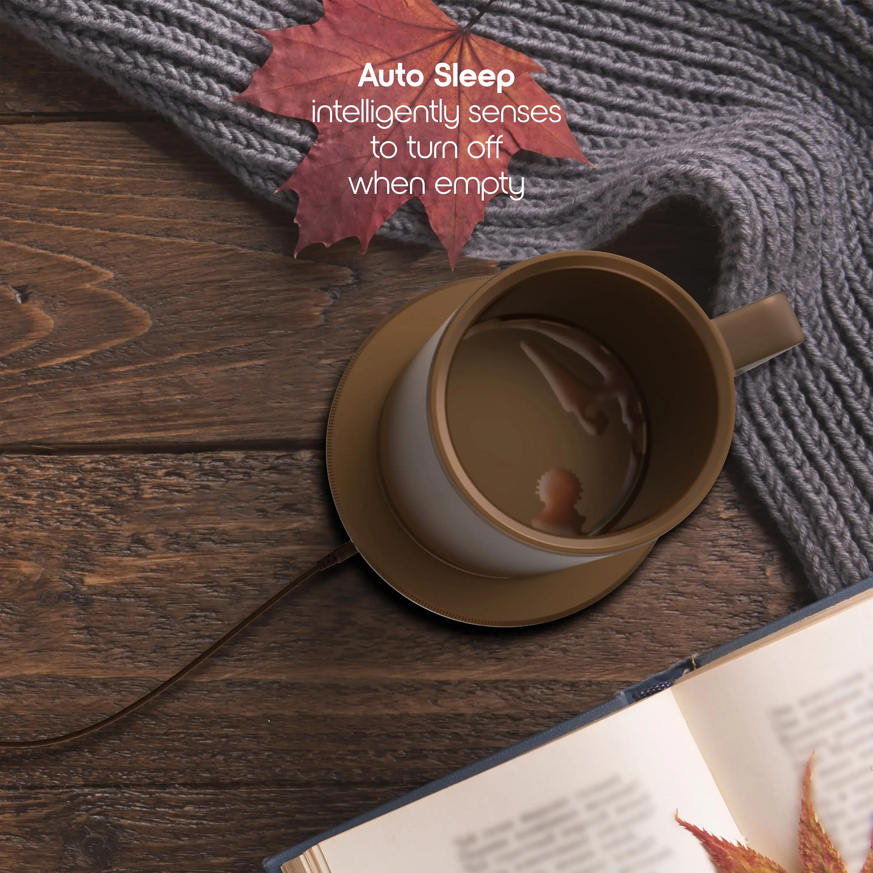 Charging Coaster, 12oz. Stainless Steel Self Heating Coffee Mug with Lid 3.5" x 3.5" x 5" 4
