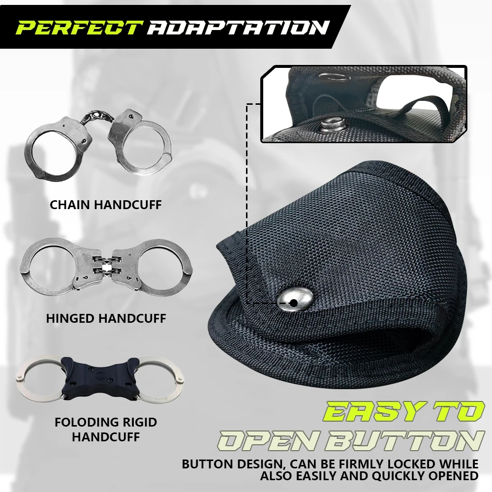 Handcuff holder Tactical Molle Handcuff Holder Quick Pull Out Waist Pockets Tool Key Phone Holder Two Buttons Adjustable Fits 1.5inch Belt Loop