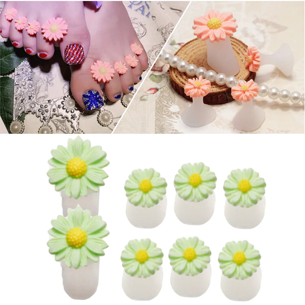 Silicone Toe Separators Foot Comfort Spacers Daisy Flower Design Nail Sandal Friendly Anti Smear Fresh Polish Soft Premium