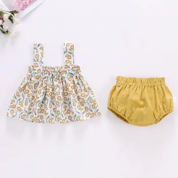 2Pcs/Set Newborn Baby Clothes For Girls Summer Thin Cute Print Mini Dress and PP Shorts Set Infant Baby Clothing Outfit 3 6 18M 4