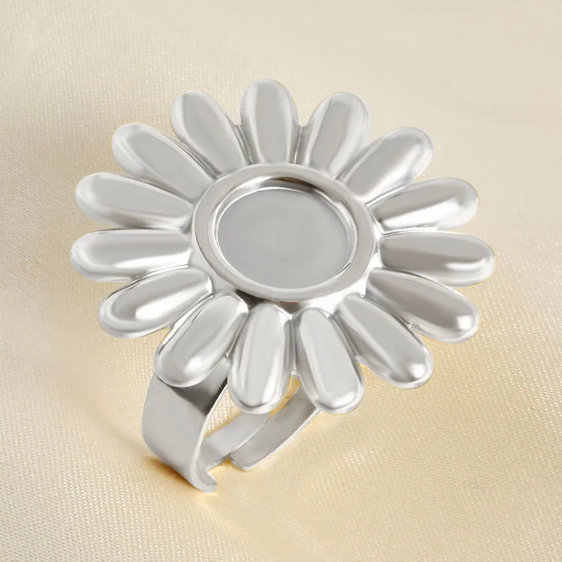 1/5 stücke Vintage Lotus Blume Oval Runde Cabochon Blank Tablett Ring Edelstahl Ringe Für Frauen Männer Handgemachte Energie schmuck Geschenk – Detail 11