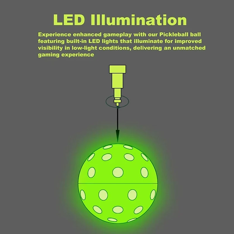 [LA]1PC LED 라이트업 피클볼 공, 어둠 속에서 빛나는 피클볼, 남성과 여성을 위한 피클볼 선물, 야외 공놀이