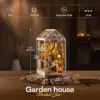 Robotime Rolife Gardenhouse Book Nook DIY Dollhouse Bookend Model Kit with LED Light Wooden Puzzle for Bookshelf Decor - TGB06 5