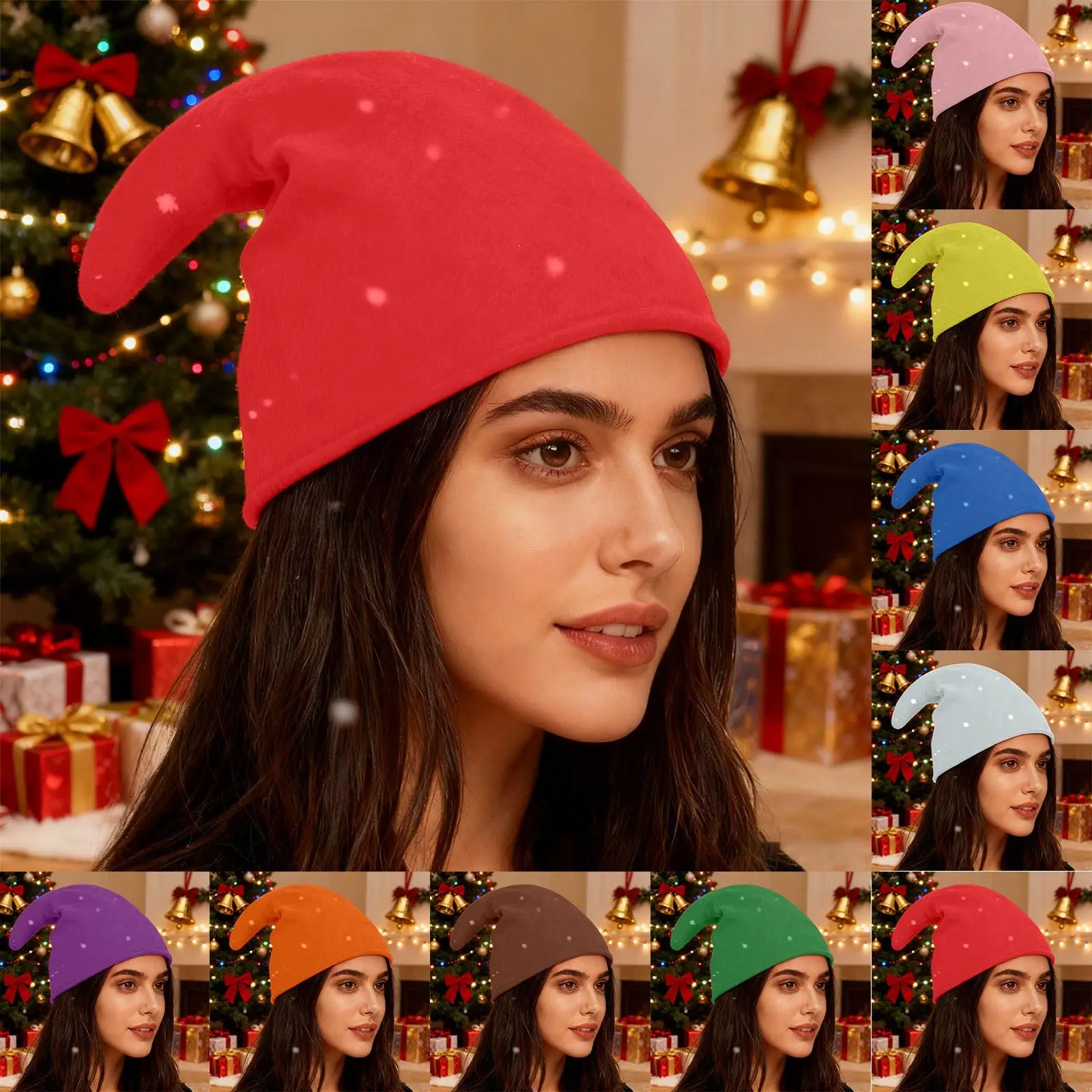 Christmas Elf Hat 9 Colors Optional Home Decoration Party Dwarf Color Cloth Products Supplies