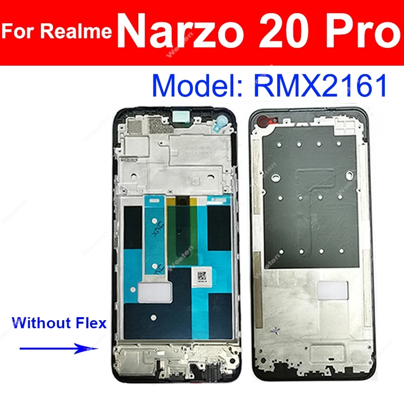 전면 LCD 하우징 커버, LCD 스크린 프레임, 전면 거치대 교체 부품, Realme Narzo 30 20 10 Pro 30A 20A 10A 4G 5G