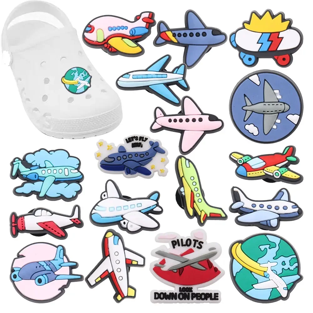 

1-17PCS Cartoon Vehicle Transportation Pilots PVC Shoe Charms Buckle Clog Garden Shoes Button Decorations Accessories Xmas Gifts