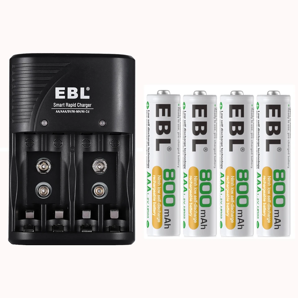 EBL AAA Rechargeable Batteries 800mAh with Charger