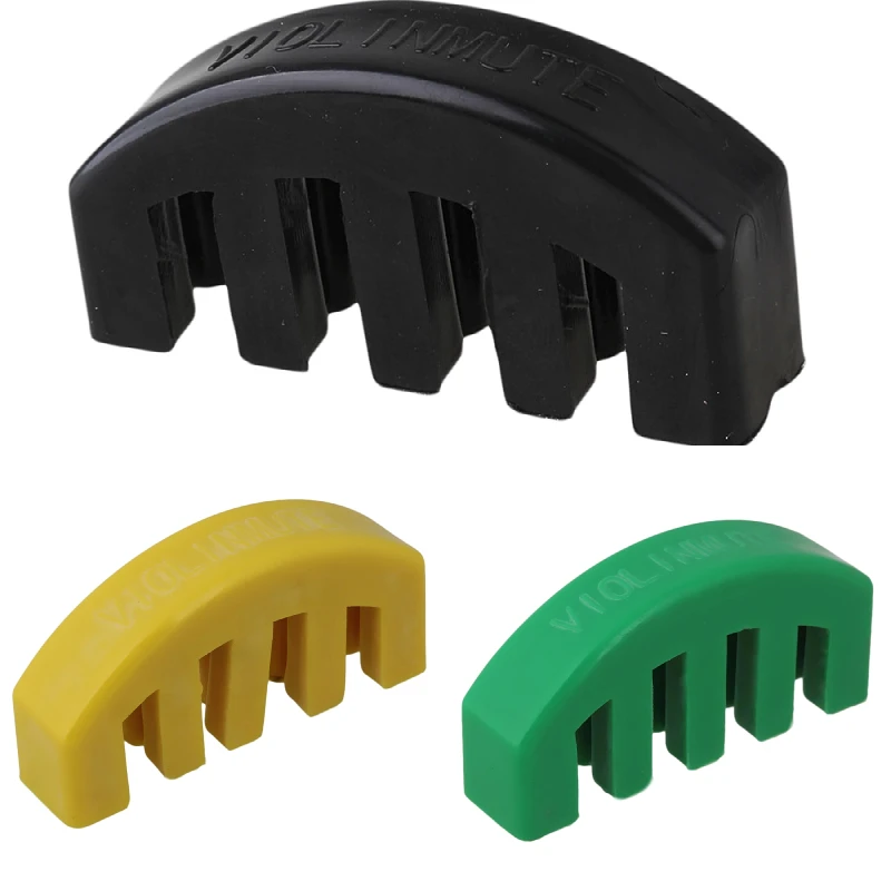 New 4/4 Violin Rubber Practice Mute Ultra Black/yellow/green