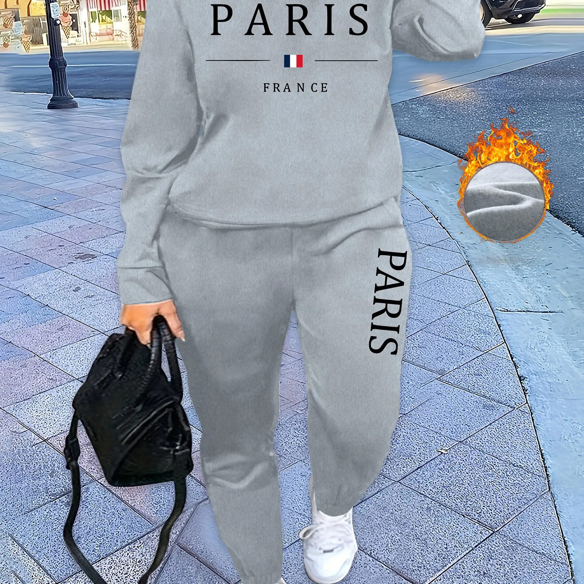 Women's Tracksuit Two Piece Set -gray