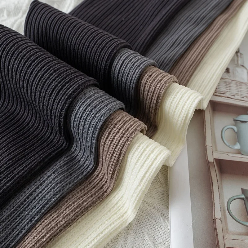 Grey Screw Thread Slimming Tights with Vertical Stripes - No Pressure Milk Coffee Color, Spring/Autumn Elastic Bottoming Pants