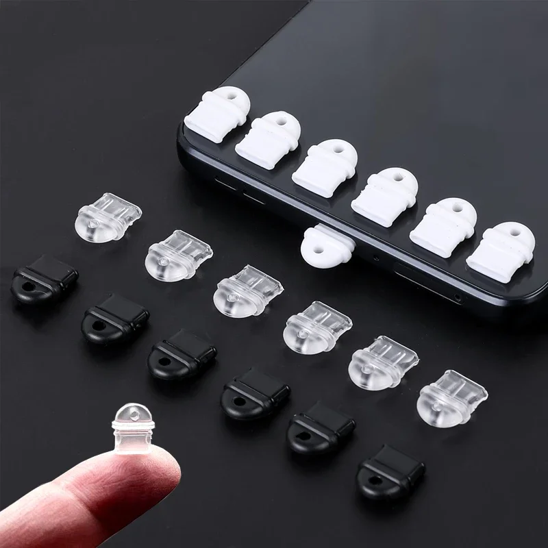 10 Stück DIY Staubs topfen für Typ C Universal USB C Ladeans chluss klar schwarz weiß Anti Staubs topper staub dichter Stecker für Samsung mi