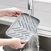 Silicone Faucet Mat Kitchen Sink Tray Soap Dispenser Sponge Drain Pad Sink SplashDrying Mat Countertop Storage Tray SoapTray 4